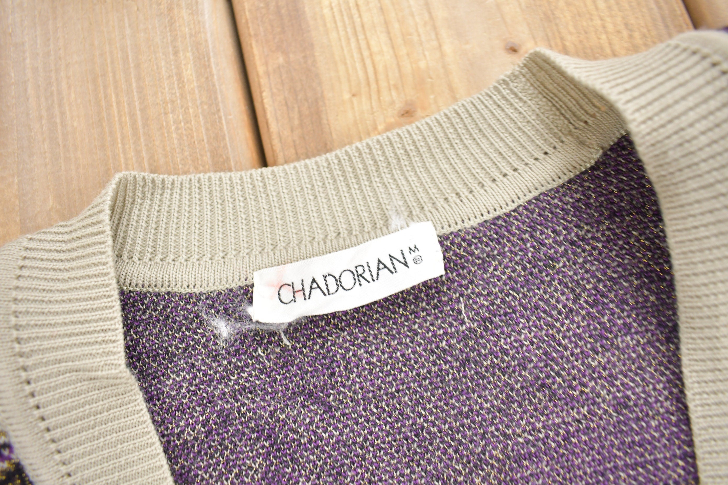 Vintage 1990s Chadorian All Over Print Knit Cardigan Sweater