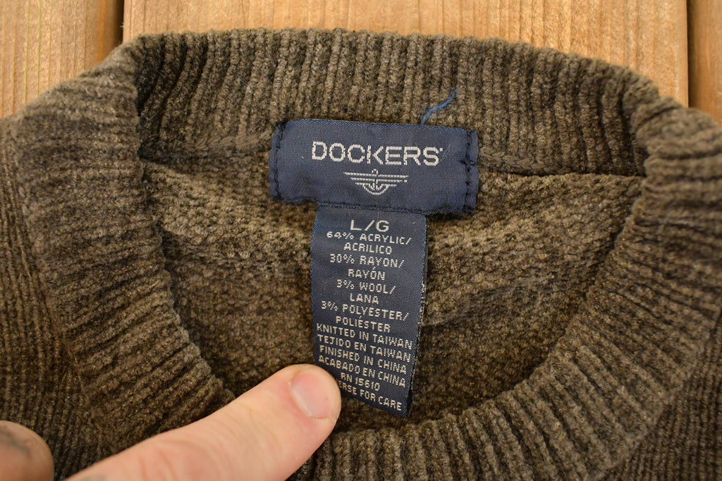 Vintage 1990s Dockers Knit Abstract Argyle Pattern Crewneck Sweater Men's L