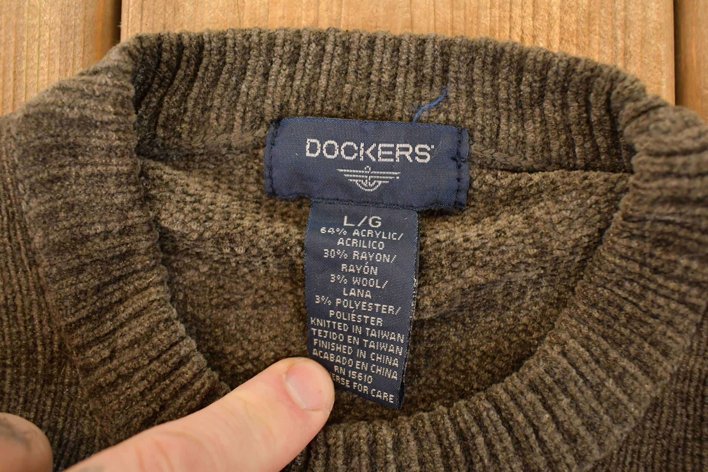 Vintage 1990s Dockers Knit Abstract Argyle Pattern Crewneck Sweater Men's L