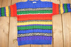 Vintage 1990s The Limited Rainbow Cable Knit Mockneck Sweater