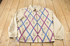 Vintage 1990s Alfred Dunner Womens Embroidered Floral Diamonds Full Zip Collared Light Jacket