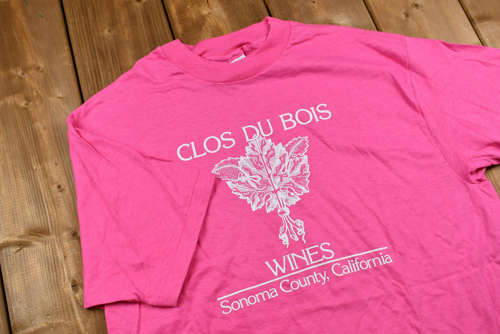 Vintage Early 1990s Paper-Thin Hot Pink Close Du Bois Winery T-Shirt