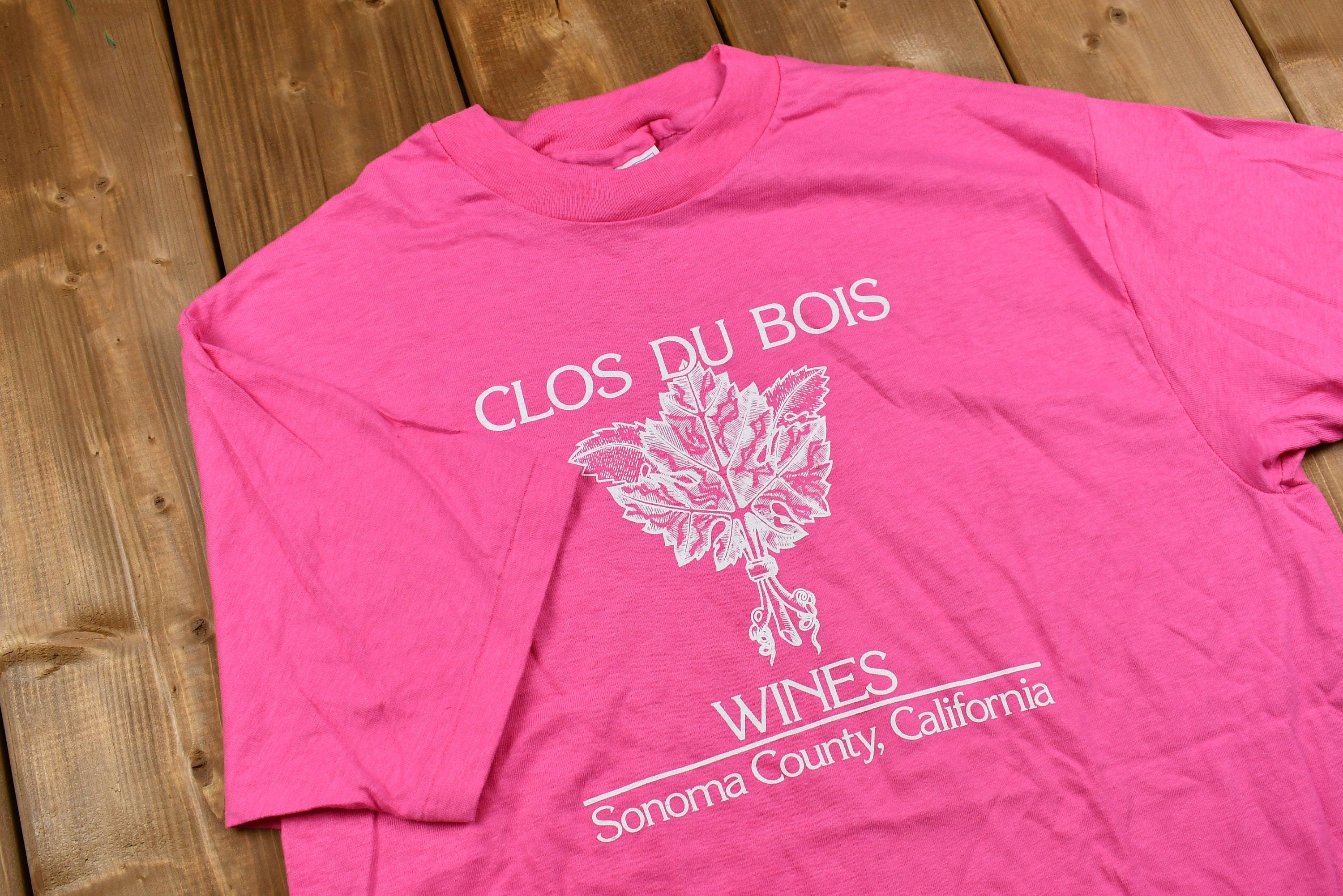 Vintage Early 1990s Paper-Thin Hot Pink Close Du Bois Winery T-Shirt