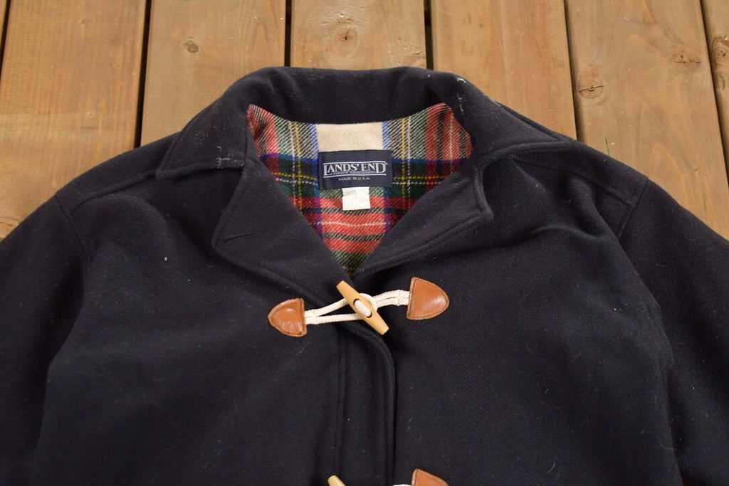 Vintage 1980s Lands End Wool Full Length Over Coat
