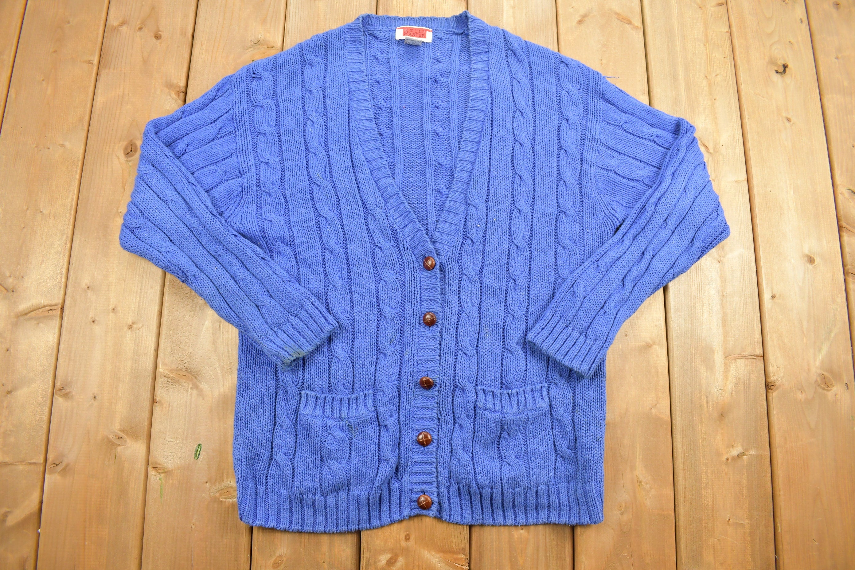 Vintage 1990s Kelly Harper Knitted Cardigan Button Up Sweater