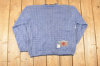 Vintage 1990s Christopher & Banks Teddy Bear Hand Embroidered Knit Cardigan Sweater Women's M