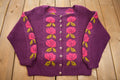 Vintage 1980s 100% Wool Knit Flowers Sweater