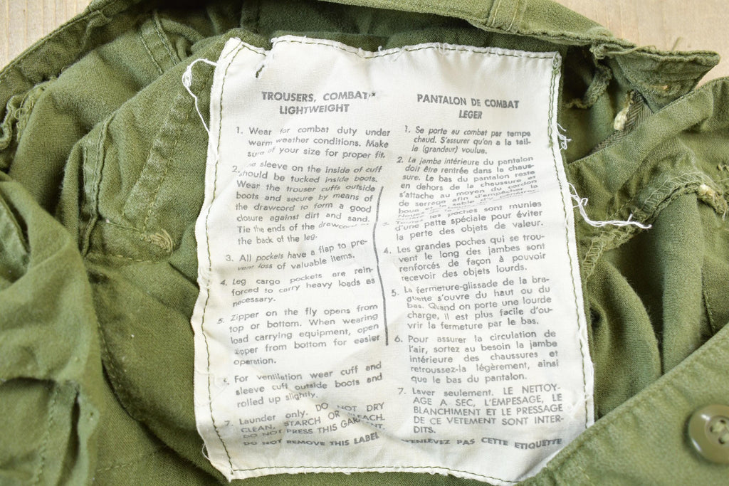 Vintage 1971 OG 107 Military Cargo Field Trousers Size 32 x 31