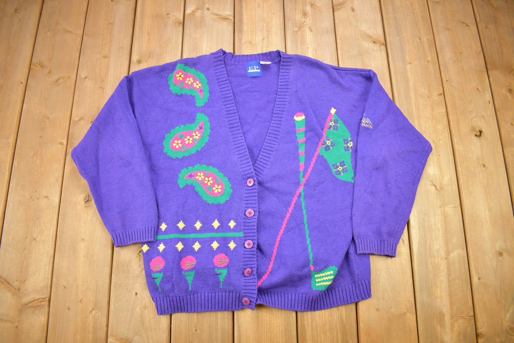 Vintage 1990s EP Pro Golding Theme Knitted Cardigan Sweater