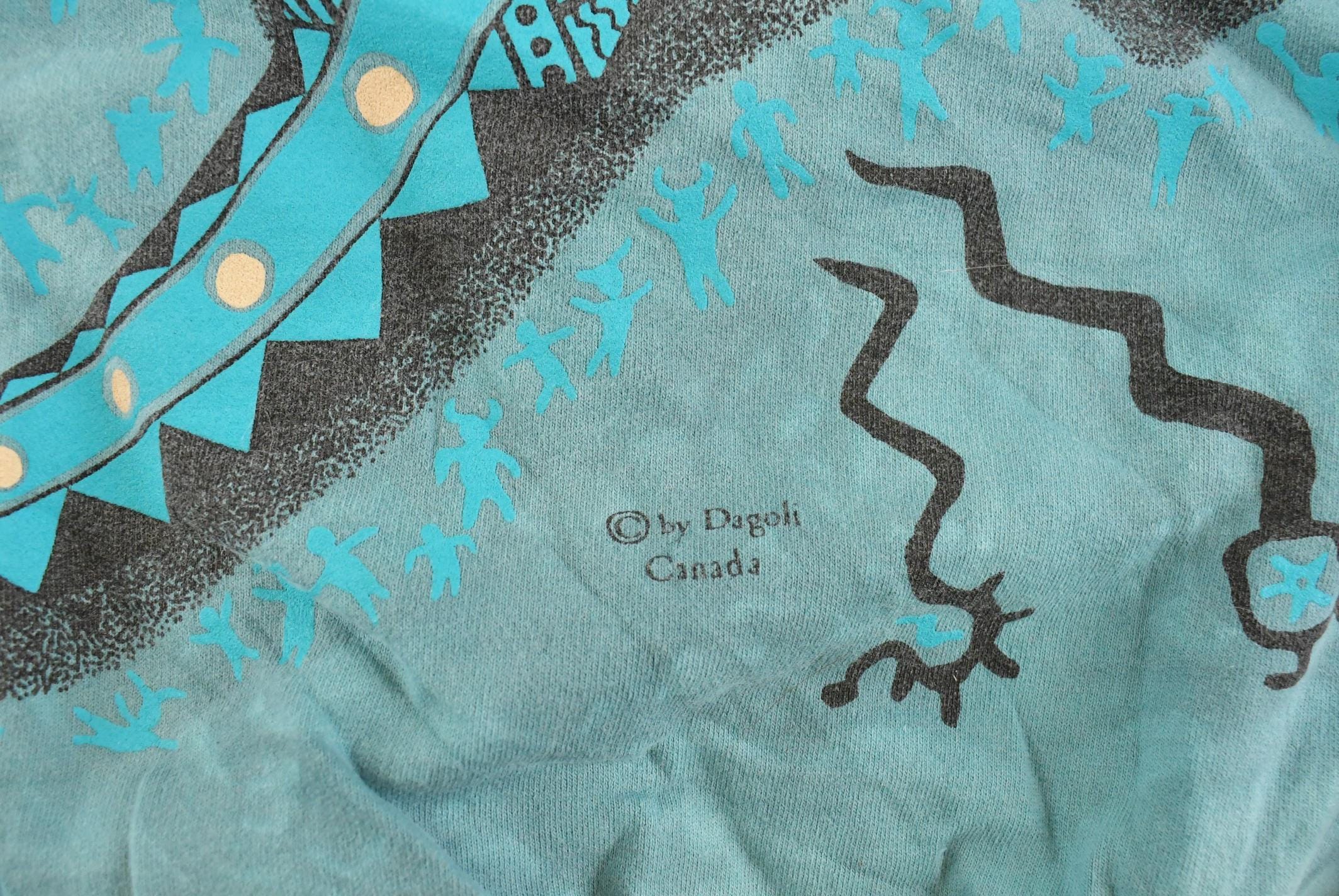 Vintage 1990s Dagoli Native American Art Graphic Crewneck Sweatshirt Men's M /