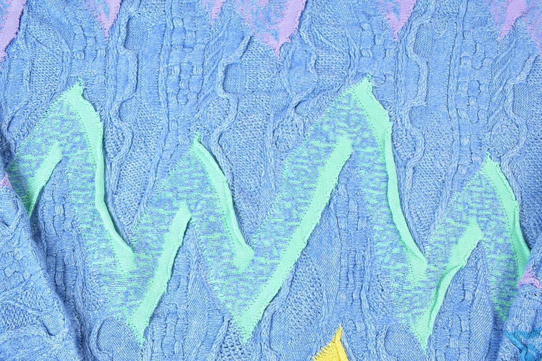 Vintage 1990s Coogi Cuggi 100% Cotton Abstract Pattern Crewneck Sweater Made In Australia 3D knit