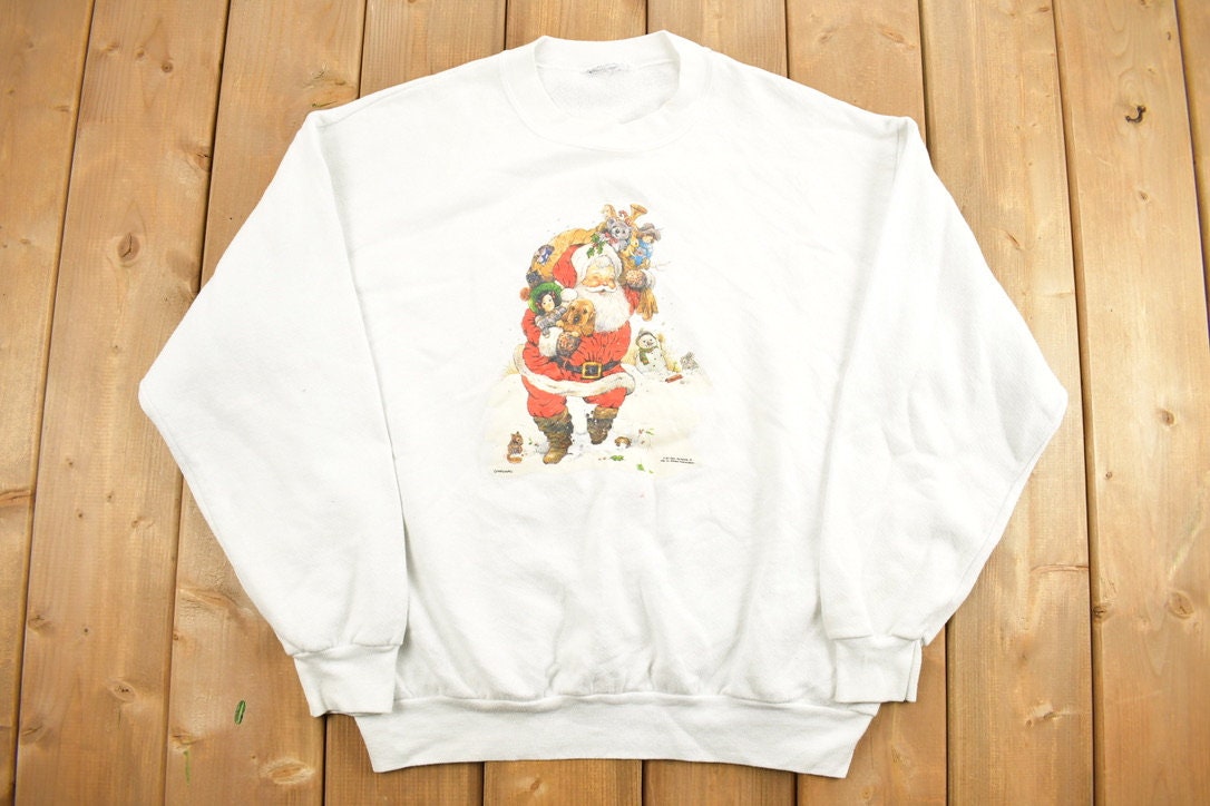 Vintage 1990s Father Christmas Graphic Crewneck Sweatshirt