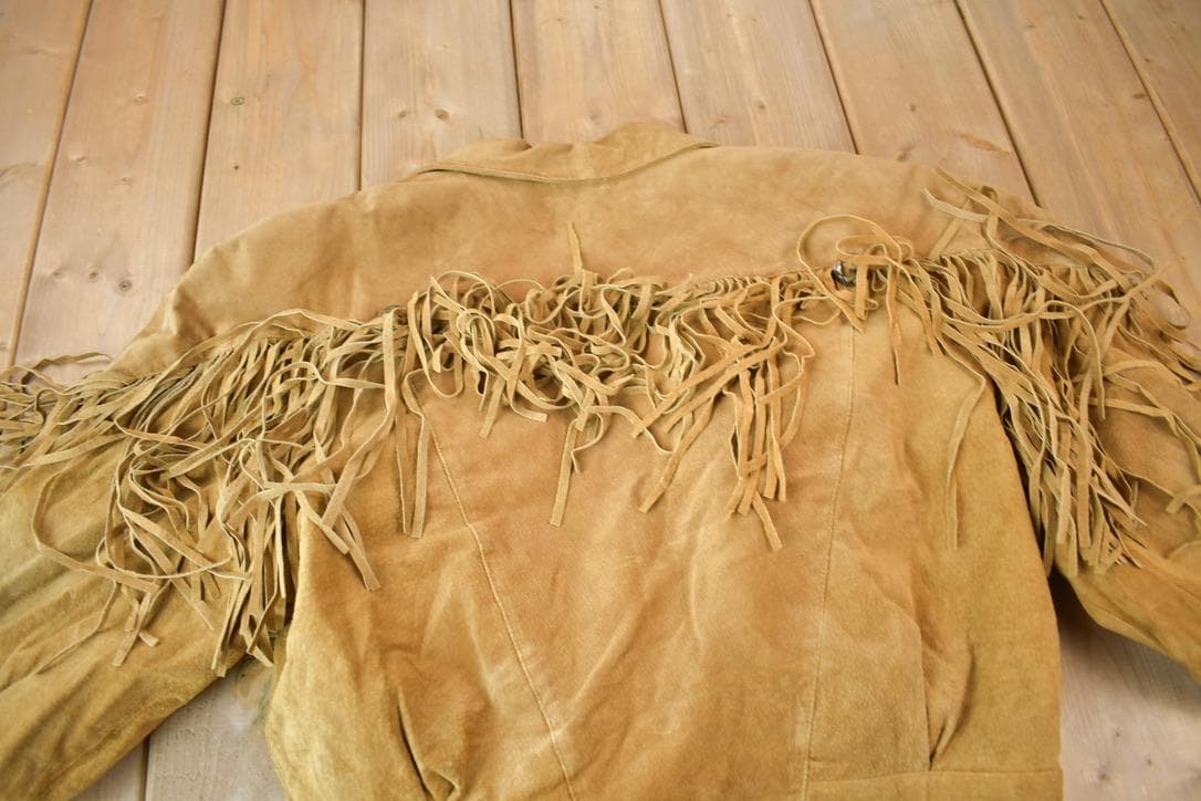 Vintage 1990s Du Sault Brown Suede Fringe Jacket