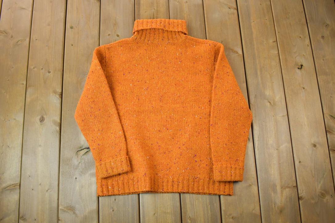 Vintage 1990s CW 3D Colored Cable Knit Turtleneck Sweater