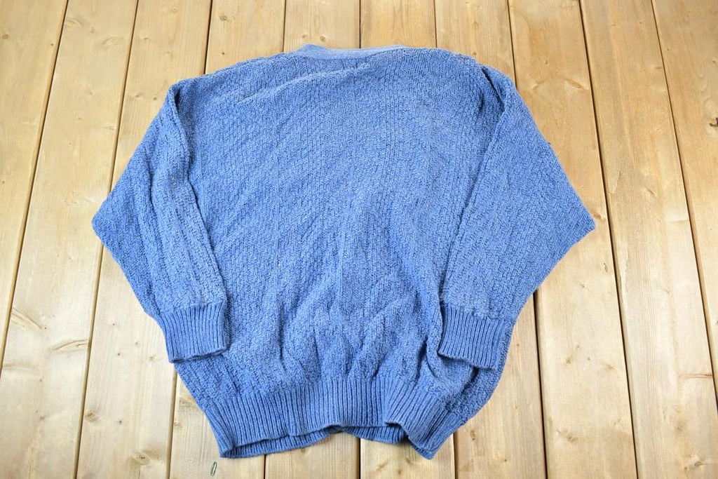 Vintage 1990s Van Heusen Cable Knit Perfect Mild Distress Cardigan Sweater Made In USA