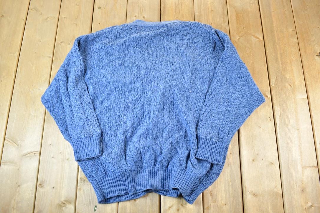 Vintage 1990s Van Heusen Cable Knit Perfect Mild Distress Cardigan Sweater Made In USA
