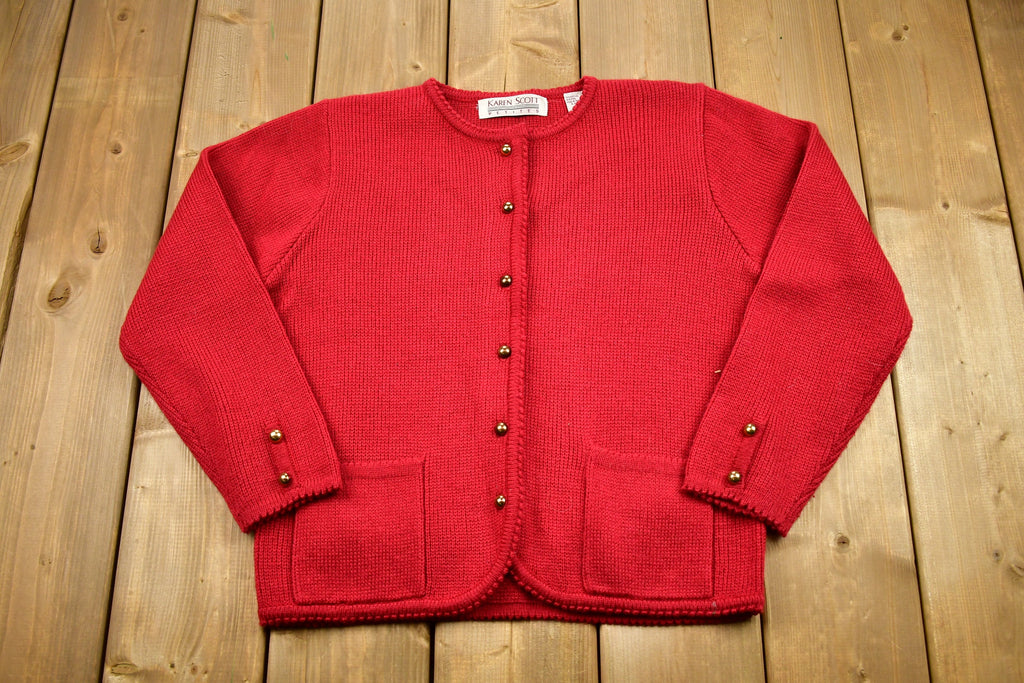 Vintage 1990s Karen Scott Petite Knit Cardigan Sweater