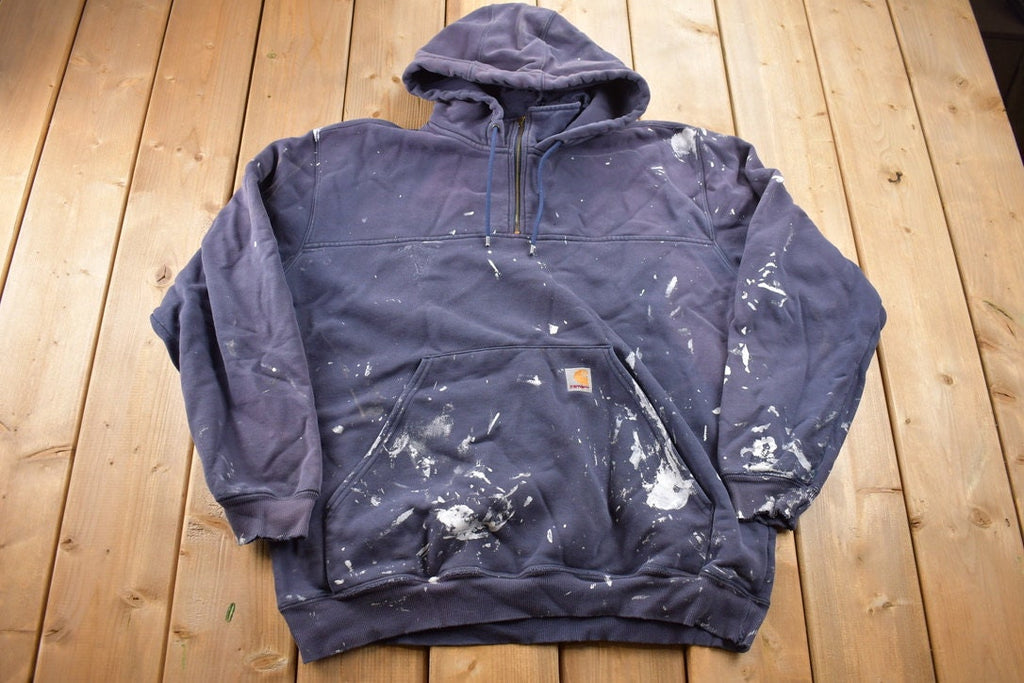 Vintage 1990s Carhartt Quarter Zip Up Hoodie Sweatshirt