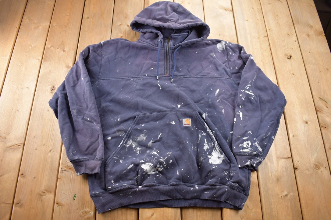 Vintage 1990s Carhartt Quarter Zip Up Hoodie Sweatshirt