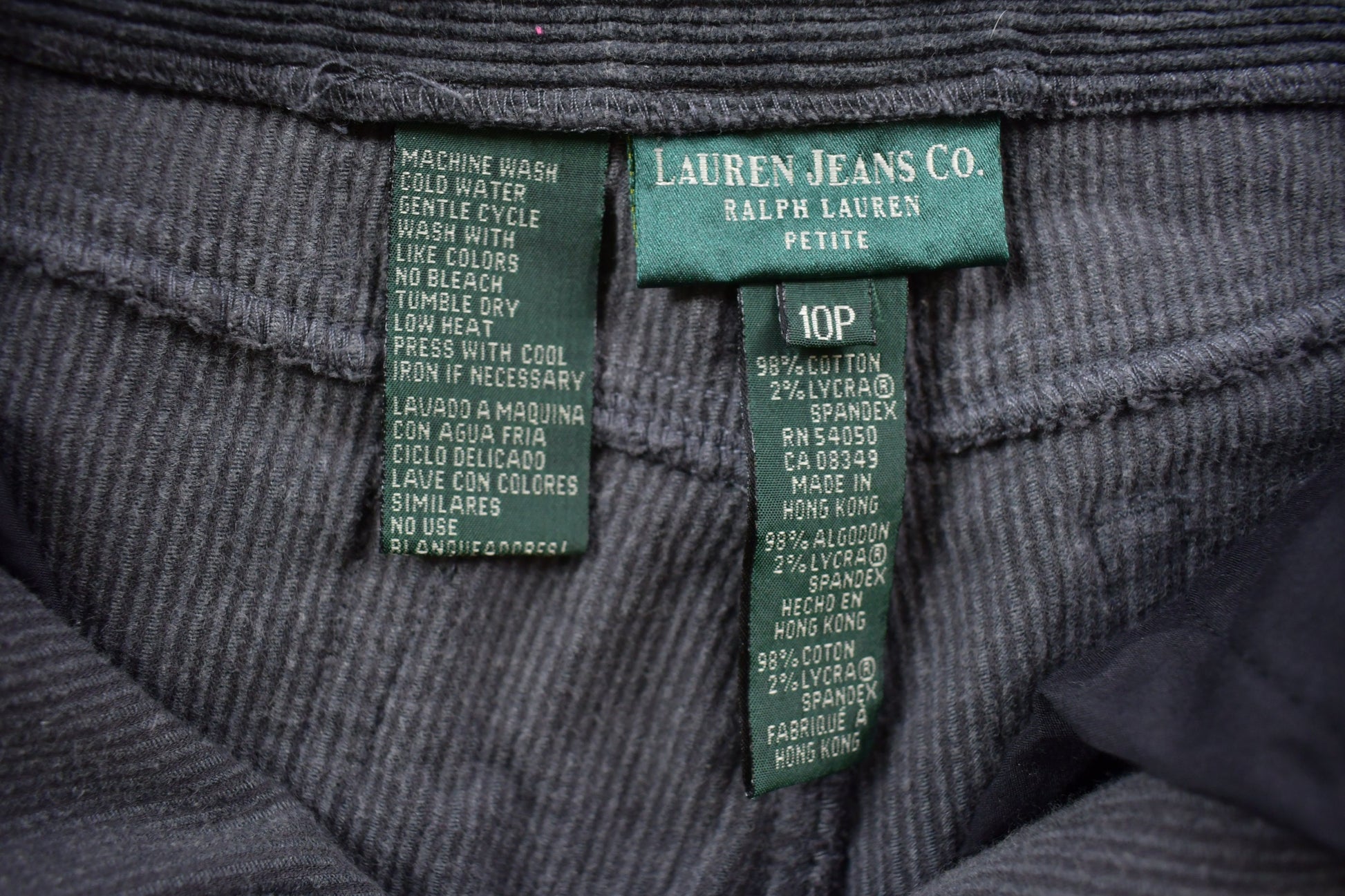 Vintage 1990's Ralph Lauren Jeans Black Corduroy Pants 28 x 28