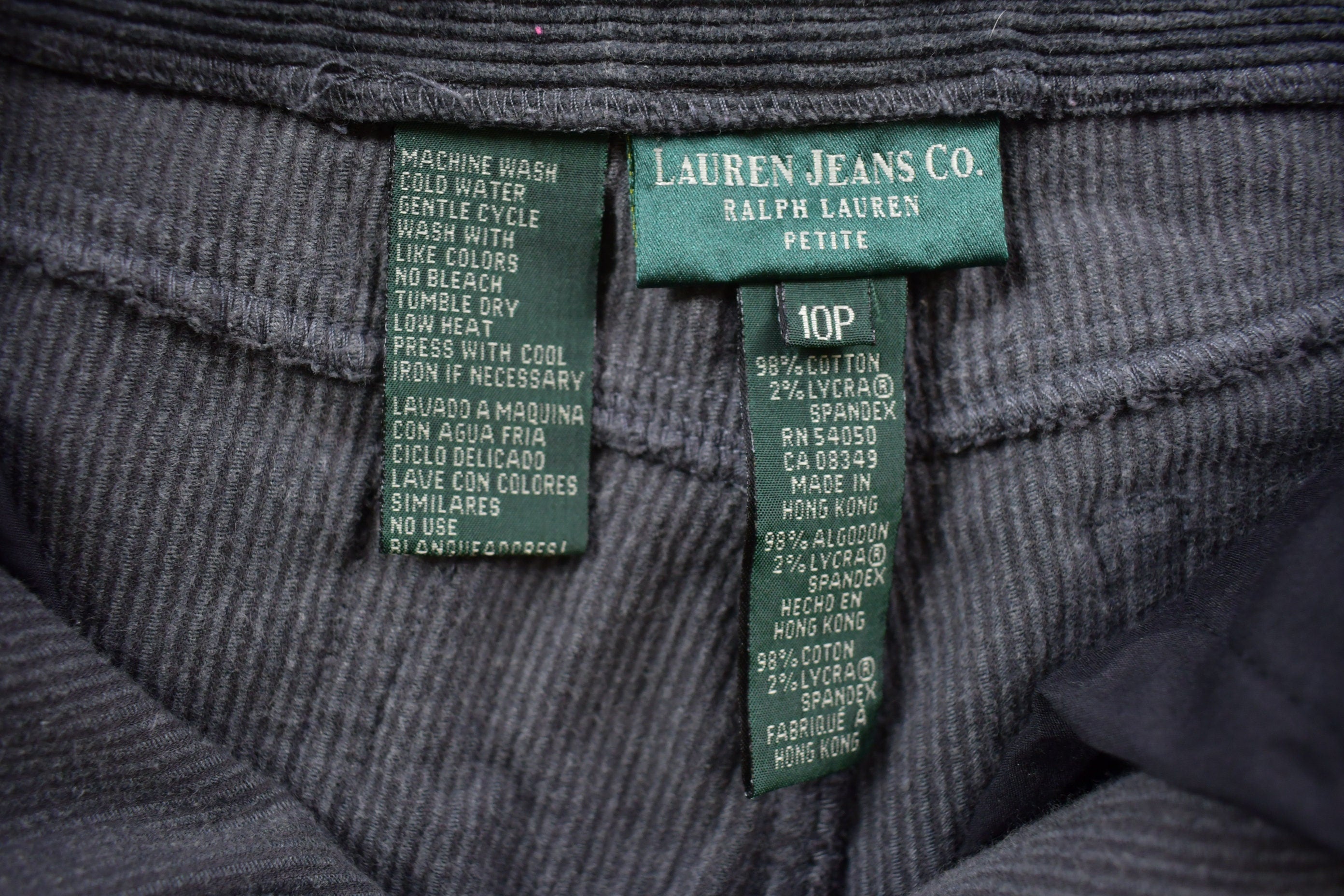 Vintage 1990's Ralph Lauren Jeans Black Corduroy Pants 28 x 28