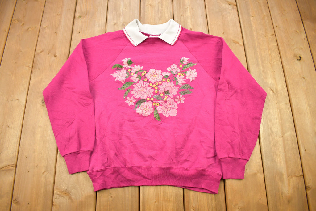 Vintage 1990s Cute Floral Theme Lee Collared Crewneck Sweater