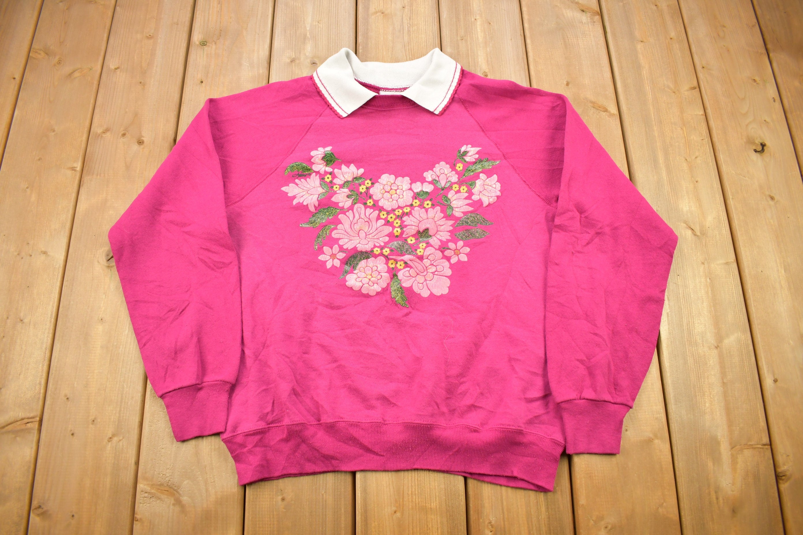 Vintage 1990s Cute Floral Theme Lee Collared Crewneck Sweater