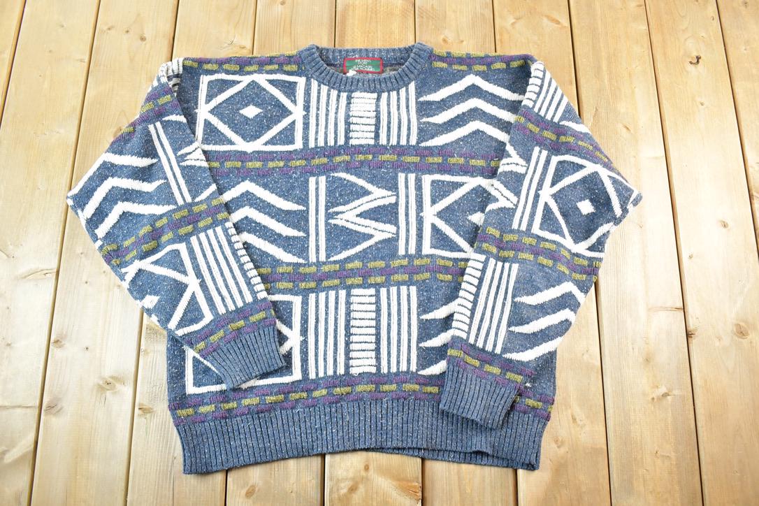 Vintage 1990s The Mens Store Knit Abstract Pattern Crewneck Sweater Mens XL
