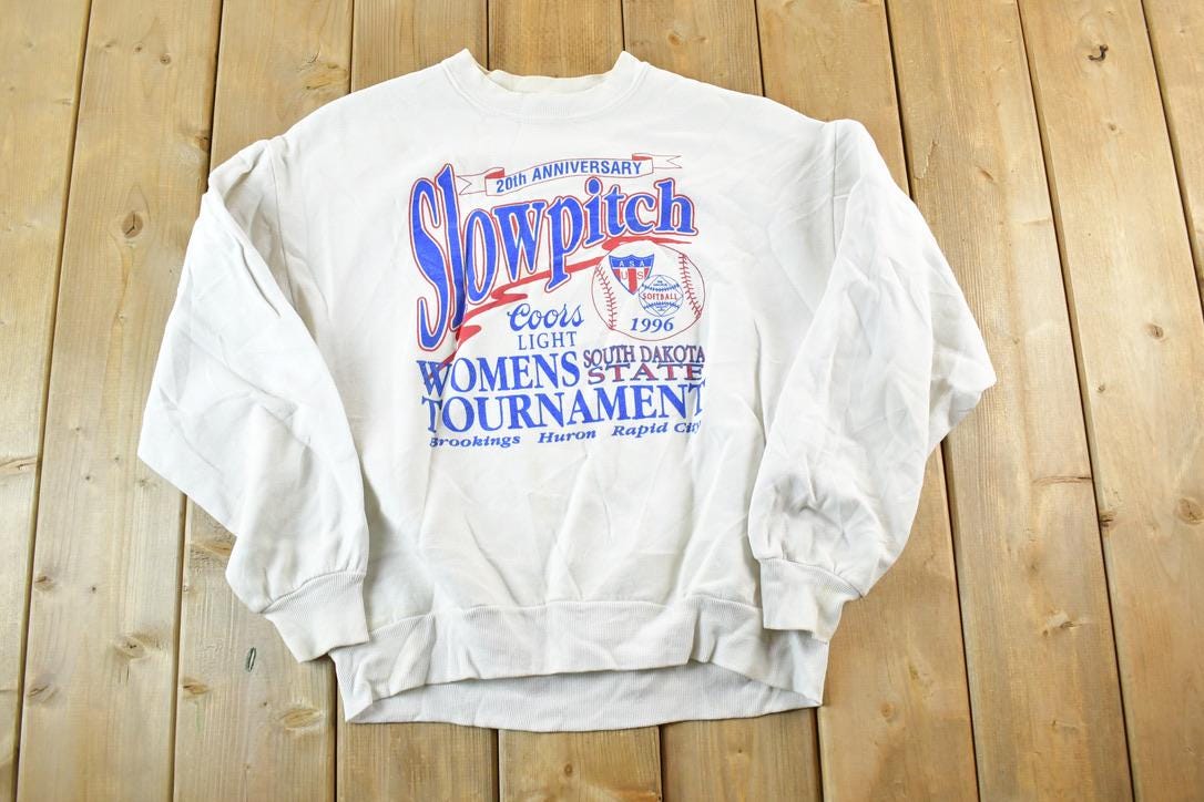 Vintage 1996 Slow Pitch Baseball Beer Crewneck Sweatshirt Mens L