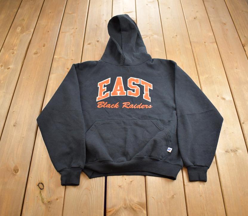 Vintage 2000s EastBlack Raiders Russell Athletics Highschool Graphic Hoodie