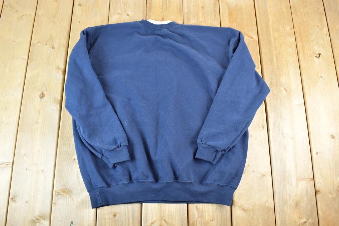Vintage 1990s Day Breeze Cute Sleeping Kitty Double Collar Crewneck Sweater Made In USA 90s Crewneck