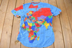 Vintage 1990s Planet Earth Map Graphic All Over Print Button Up Shirt