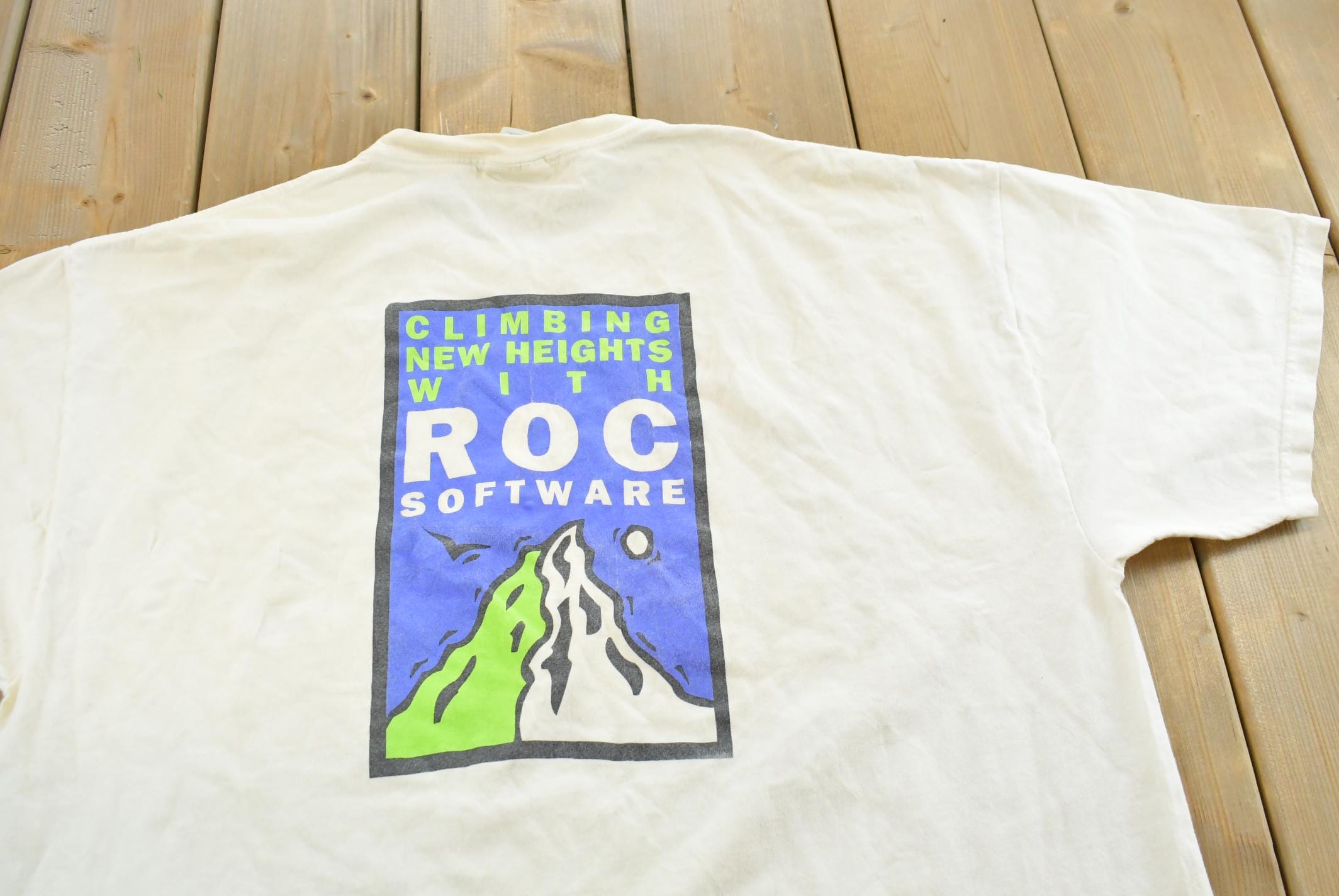 Vintage 1990s Hanes Roc Software Faded T-Shirt Mens XL