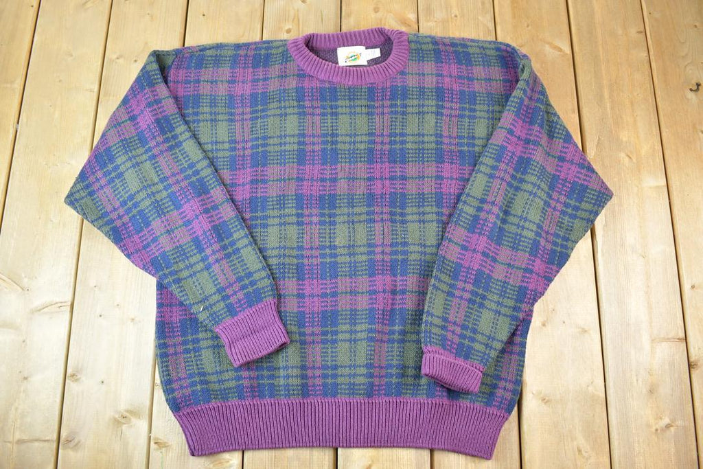 Vintage 1990s Field Gear Knit Abstract Pattern Crewneck Sweater Made In USA