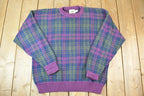 Vintage 1990s Field Gear Knit Abstract Pattern Crewneck Sweater Made In USA