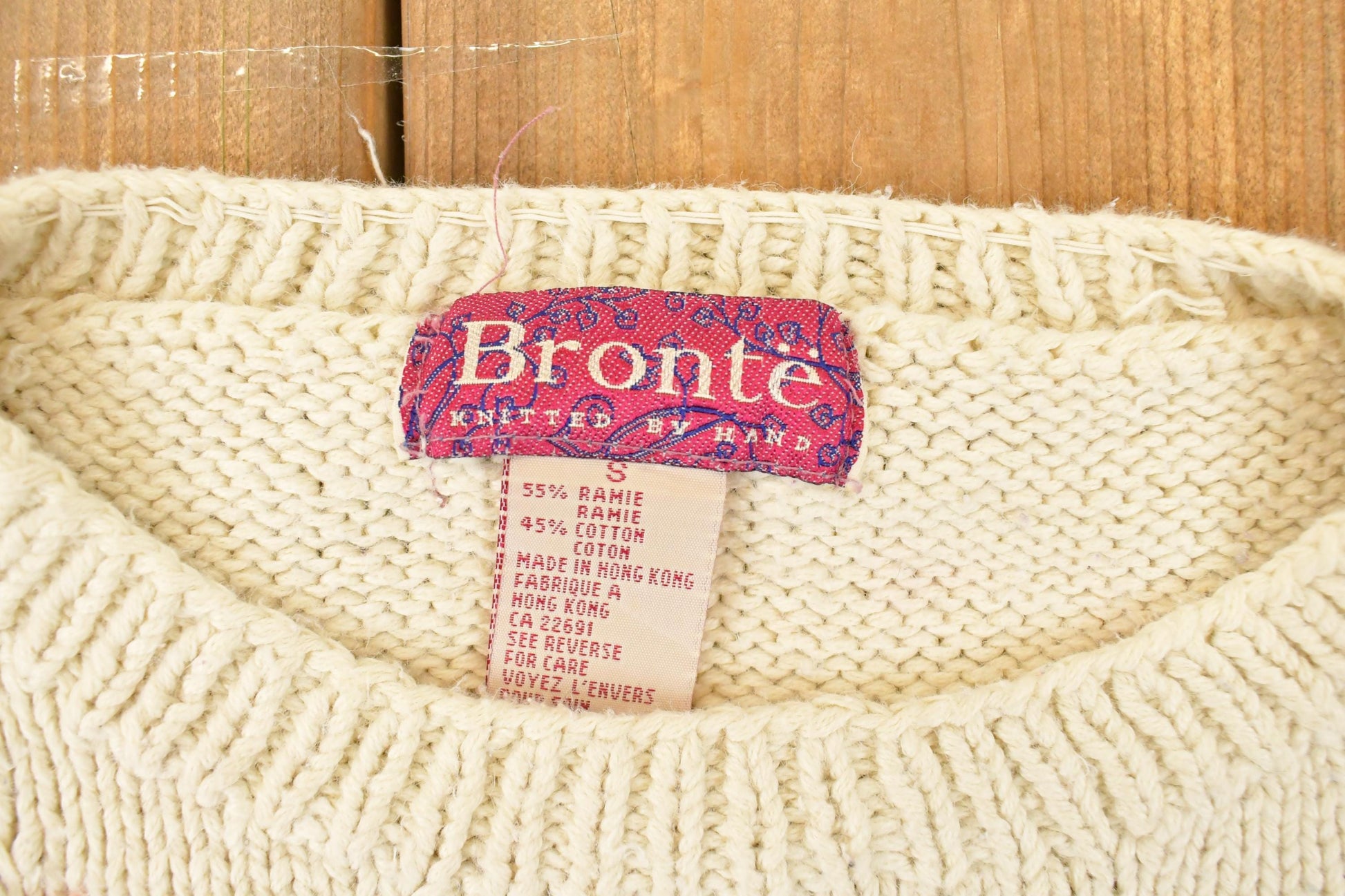 Vintage 1990s Bronte Hand Knit Floral Crewneck Sweater Womens S