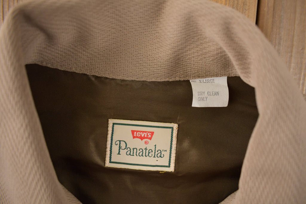Vintage 1970s Levi's Panatela Tops Western Style Beige Button Up Shirt Made in USA Size XL