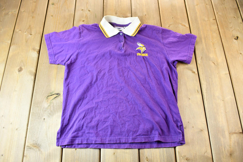 Vintage 1990s Minnesota Vikings NFL Football Embroidered Logo Gameday Polo Shirt