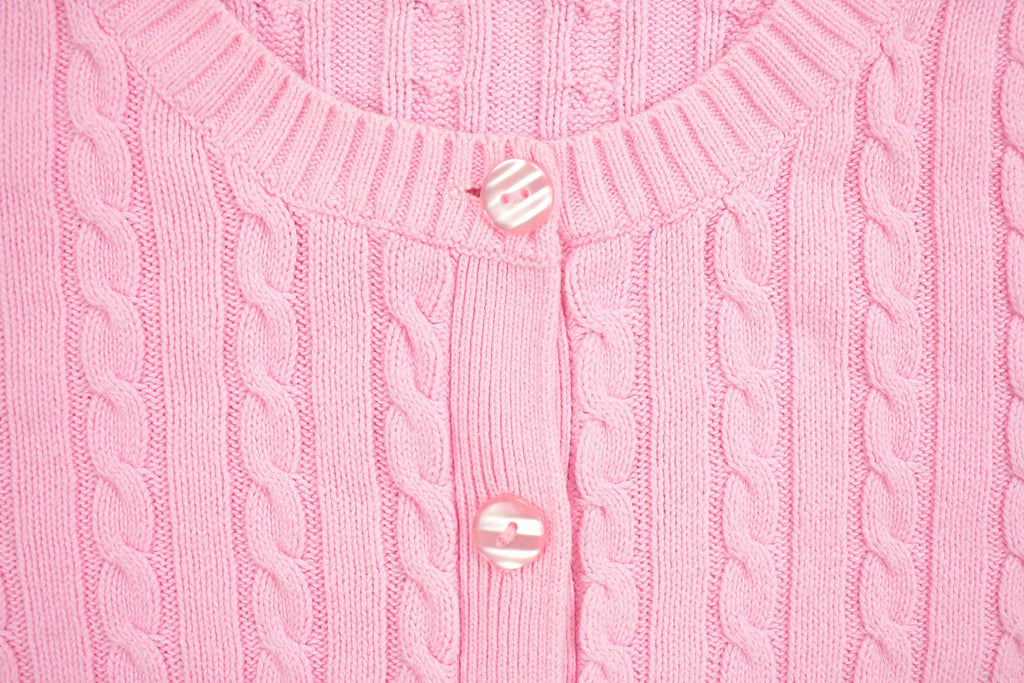 Vintage 1990s Appleseed Pink Knit Cardigan Sweater