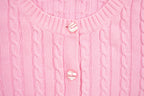 Vintage 1990s Appleseed Pink Knit Cardigan Sweater