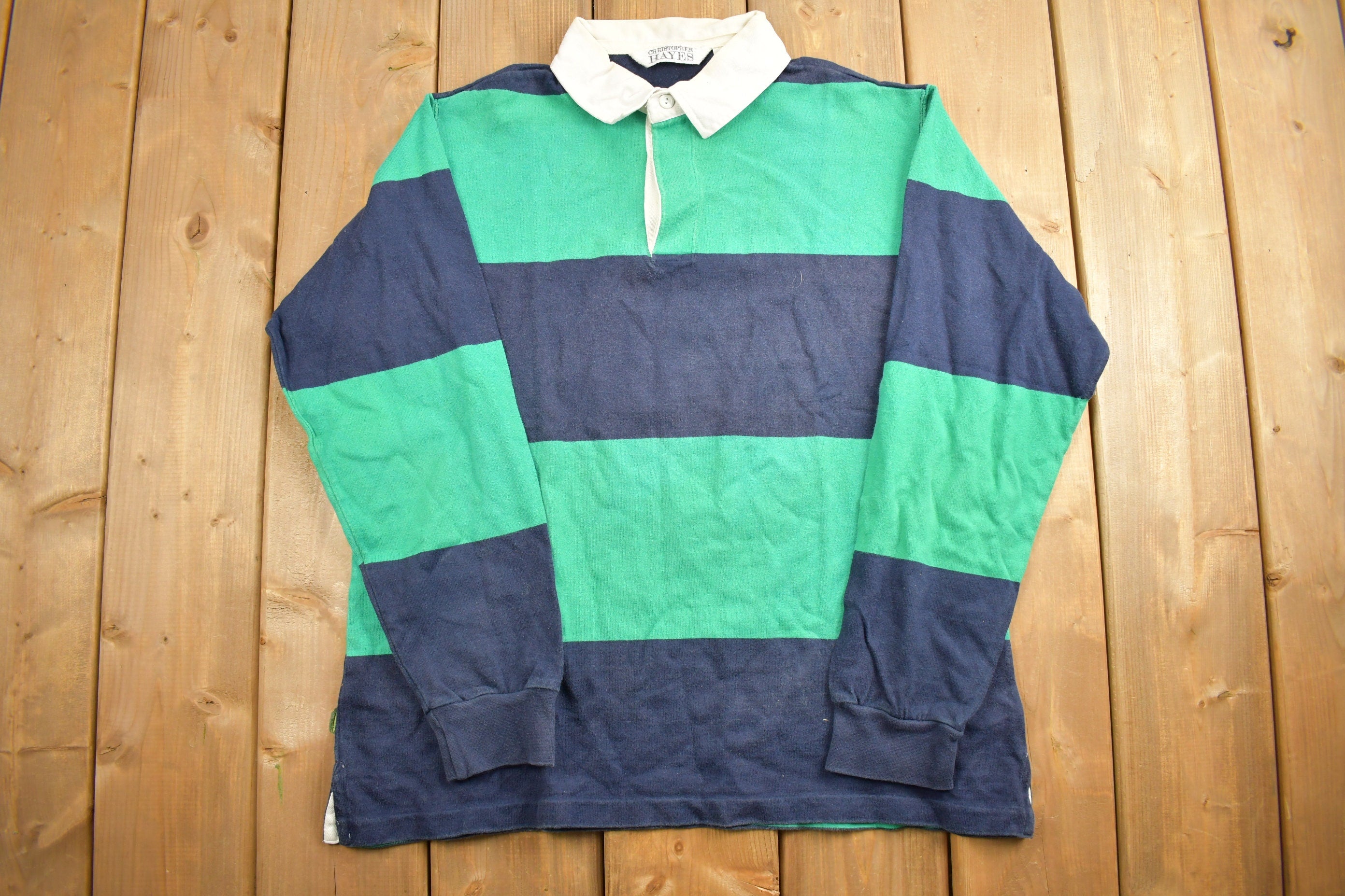 Vintage 1990s Christopher Hayes Striped Rugby Sweatshirt