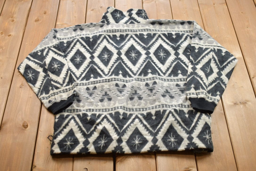 Vintage 1990s Jason Maxwell Patterned Fleece Sweater