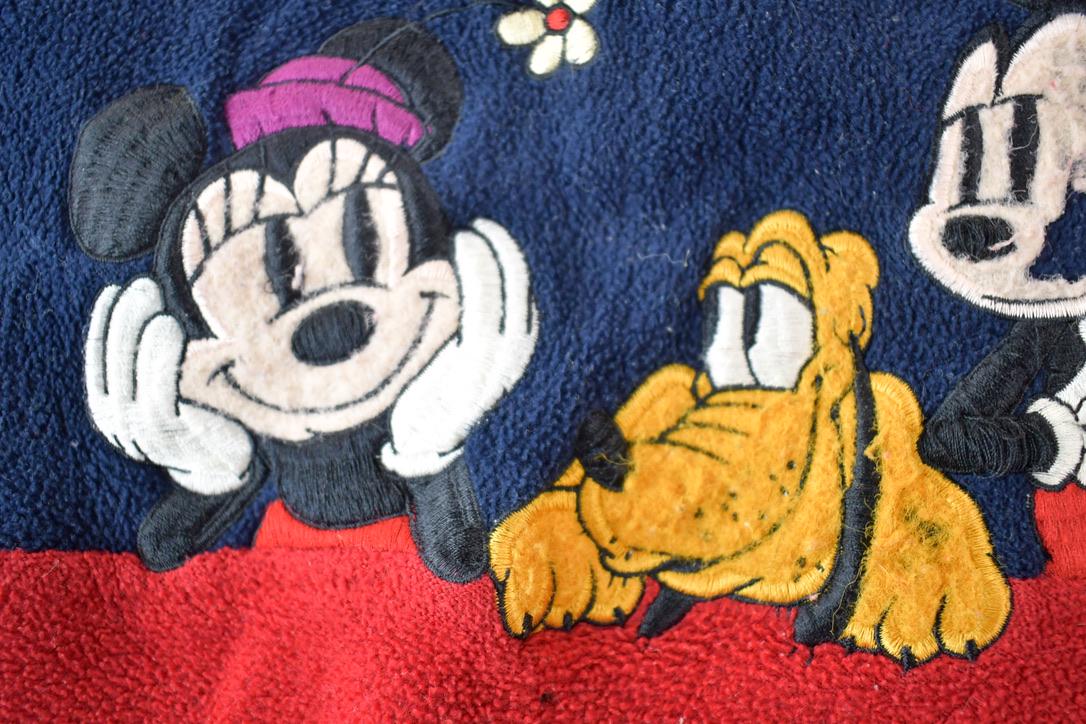 Vintage 1990s Mickey Mouse Fleece Distressed Disney Crewneck / Vintage Sweatshirt / Vintage Disney / Mickey / Embroidered / Made In USA