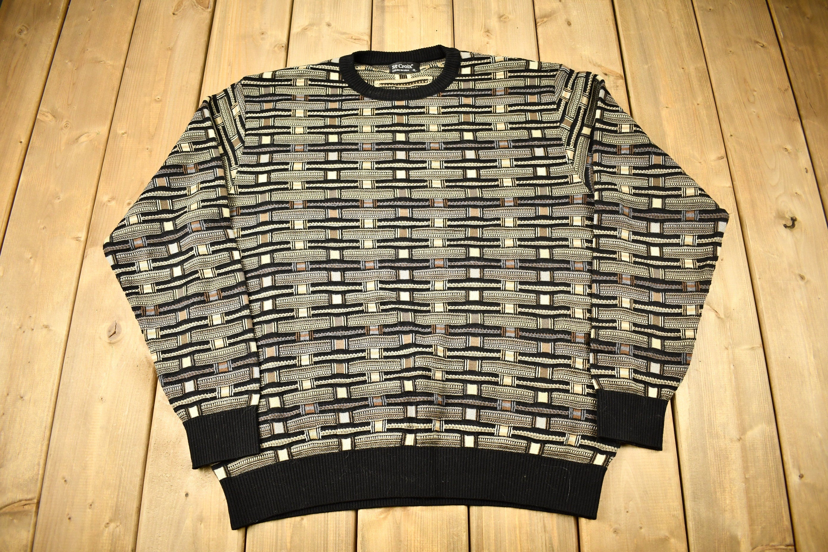 Vintage 1990s St Croix 3D Knit Crewneck Sweater