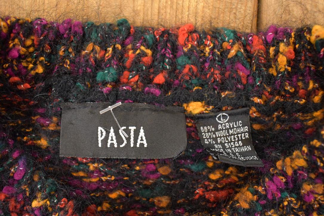 Vintage 1990s Pasta Abstract Knit Crewneck Sweater Women's L