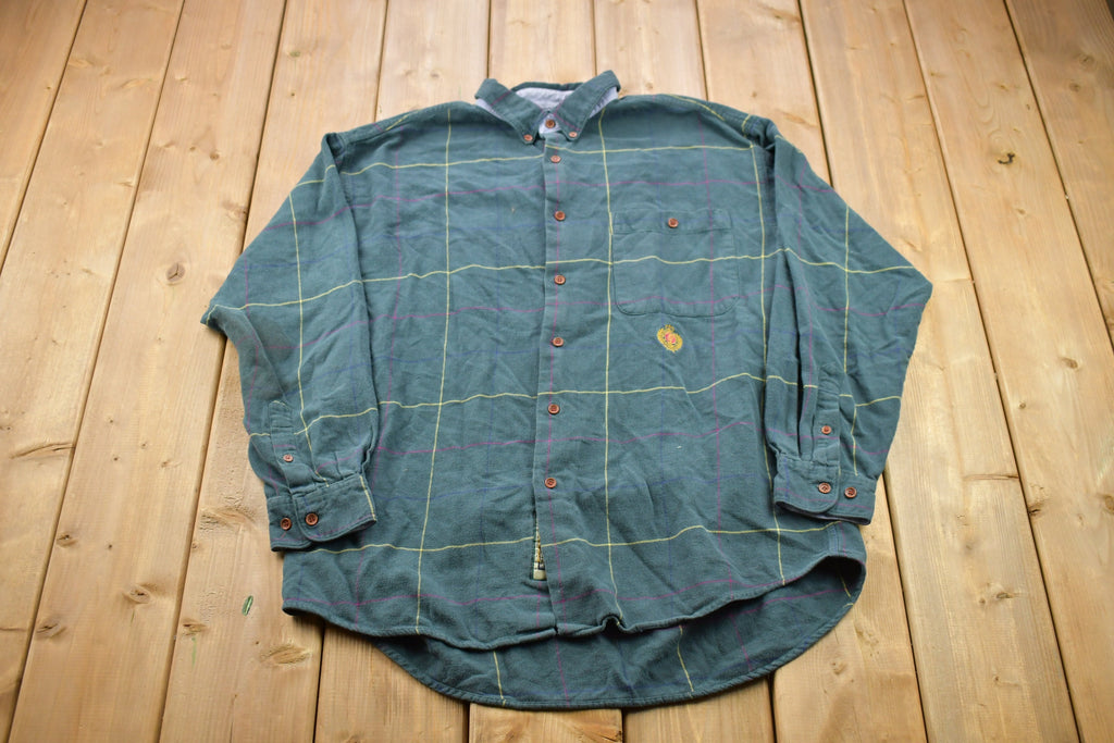 Vintage 1990s Plaid Huntinghorn Flannel Button Up Shirt