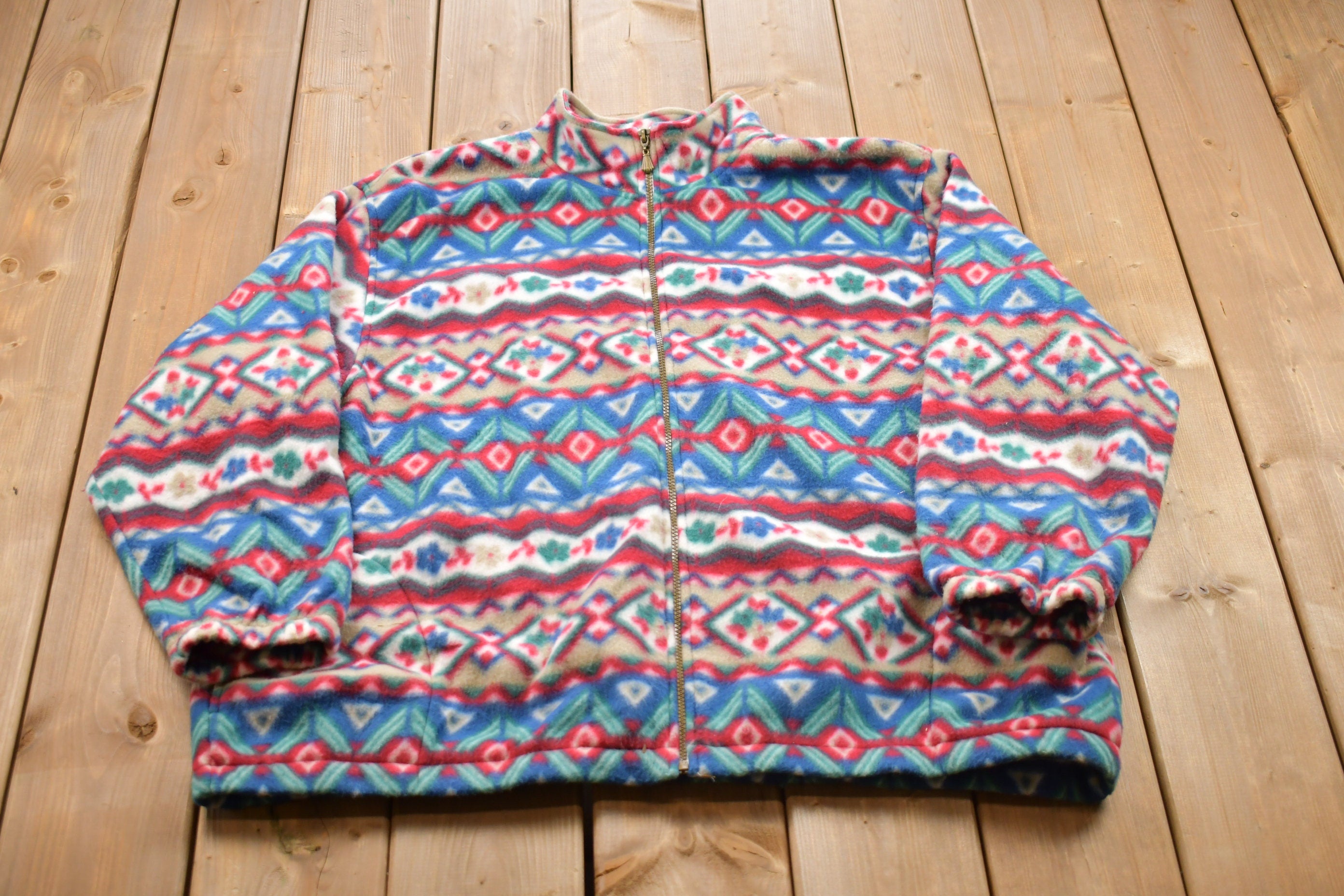 Vintage 1990s Alfred Dunner Patterned Fleece Sweater