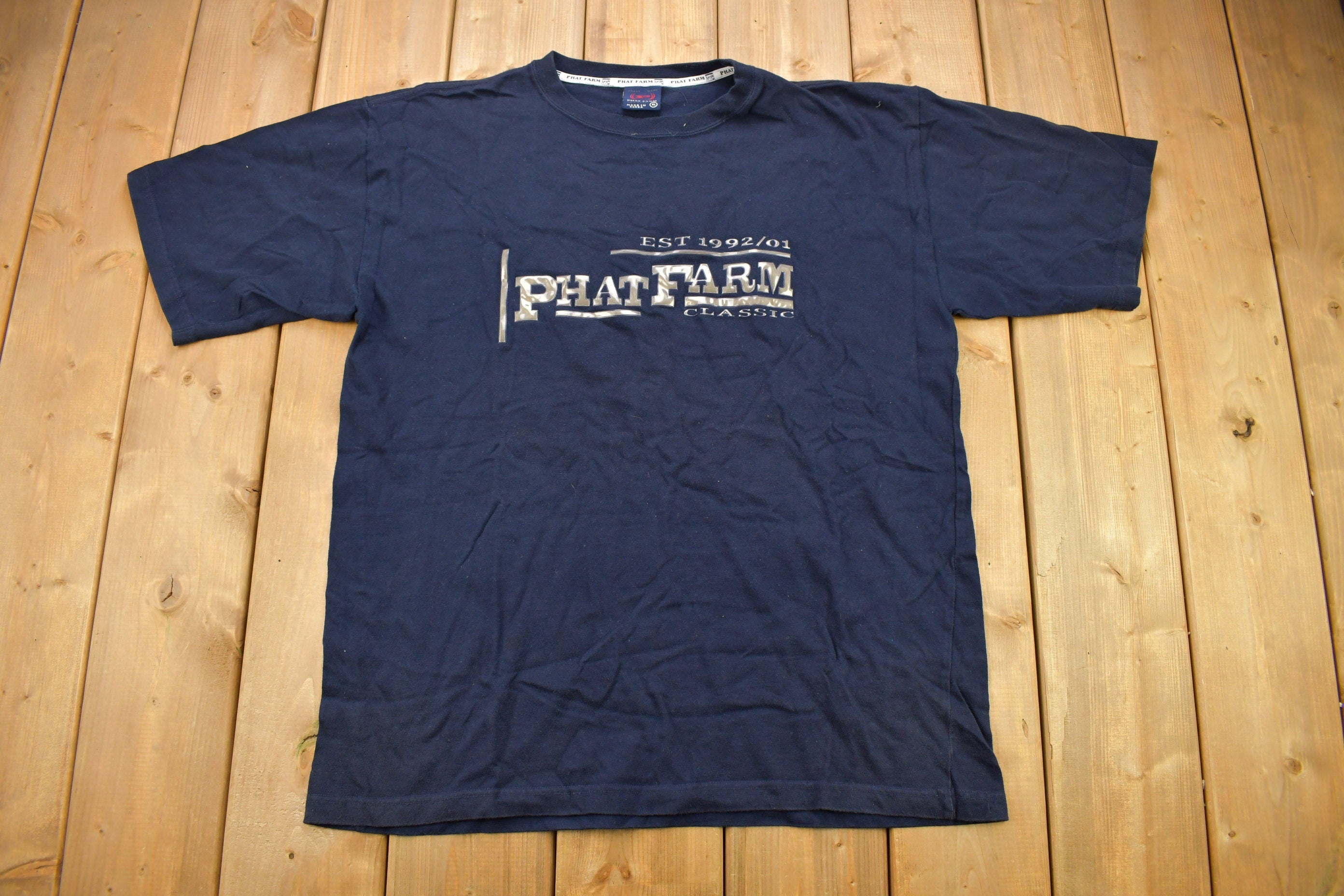 Vintage 2001 Phat Farm Applique Graphic T Shirt