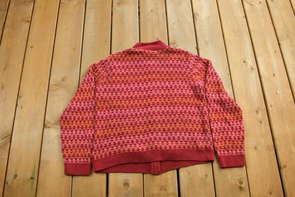 Vintage 1990s Christopher & Banks All Over Print Full Zip Knitted Sweater