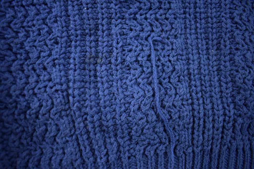 Vintage 1990s 3D Blue Cable Knit Crewneck Sweater